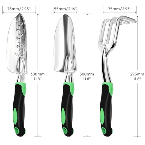 Garden Tool Set，100% Thicker Aluminum Gardening Kit,3 Pack