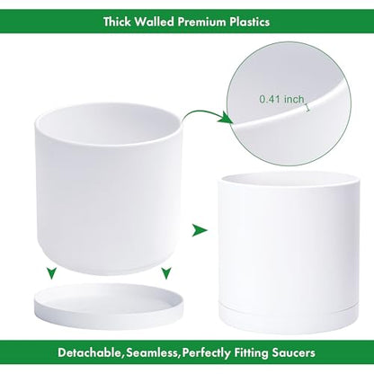 D'vine Dev Plastic Planter Pot with Saucer, 16 in, White, 74-X-A-5 - color: Matte White, size: 16 Inch