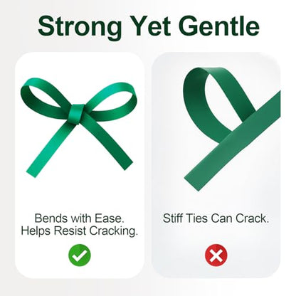 Plant Tie Tape – 4 Rolls (788 ft) Stretch Vinyl (PVC), 0.5" Wide, Non-Adhesive Garden Ties for Stems & Poles – Includes Mesh Bag & Binder Clip (788 ft) - size: 788 ft