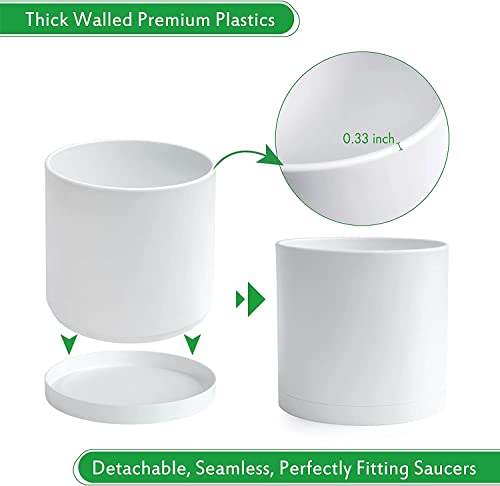 D'vine Dev Plastic Planter Pot with Saucer, 12 in, White, 74-X-A-3 - color: Matte White, size: 12 Inch