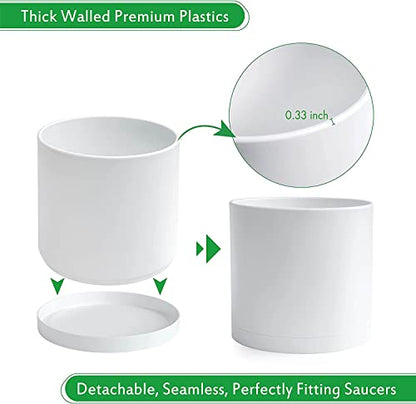 D'vine Dev Plastic Planter Pot with Saucer, 12 in, White, 74-X-A-3 - color: Matte White, size: 12 Inch