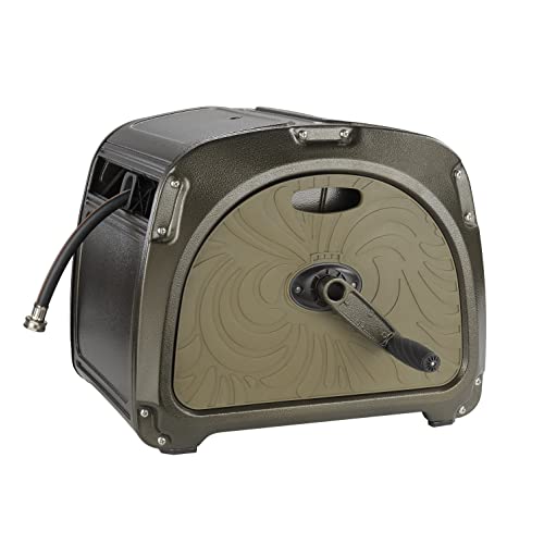 Giraffe Tools SW5 Metal Hose Reel Box, Heavy Duty Garden Hose Storage Reel Hideaway, Crank Handle, 100ft 5/8" Hose, Green - size: 100 ft Capacity
