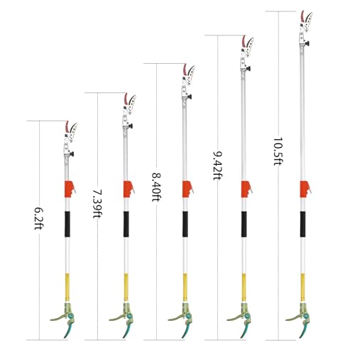 LeafLux Extendable Tree Cutter, 6.23-10.5 FT Telescopic Pole Pruner, Lightweight Aluminum Handle, Teflon-Coated Blade, Cuts Up to 1/2 Inch, Ideal for Fruit Picking & Tree Branch Cutting | LFX118 - size: 6.23-10.5FT