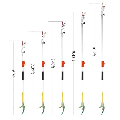 LeafLux Extendable Tree Cutter, 6.23-10.5 FT Telescopic Pole Pruner, Lightweight Aluminum Handle, Teflon-Coated Blade, Cuts Up to 1/2 Inch, Ideal for Fruit Picking & Tree Branch Cutting | LFX118 - size: 6.23-10.5FT