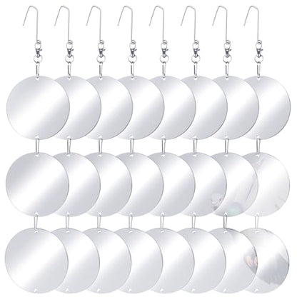 Reflective Bird Scare Discs Set, 24 PCS Large Double-Sided Bird Scare Device for Outside, Bird Reflectors to Keep Birds, Woodpeckers, Pigeons Away from House, Outdoor Garden, Patio and Yard - color: Off-White