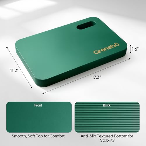 Grenebo 2-Pack Kneeling Pads, Extra Thick, 17.3 x 11 x 1.6 in, Green Purple - color: Green Purple