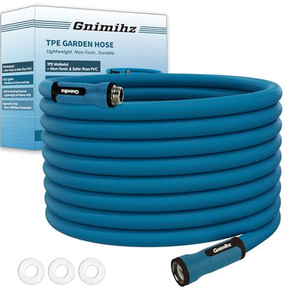 Garden Hose 5/8 in x 25 ft, Made of TPE (BetterThan PVC/Hybrid Polymer), Lightweight yet Durable Water Hose with Ergonomic Grip, Drinking Water Safe Material, All-Weather, 3/4" GHT Fittings - size: 25ft x 5/8in Male to Female