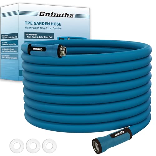 Garden Hose 5/8 in x 25 ft, Made of TPE (BetterThan PVC/Hybrid Polymer), Lightweight yet Durable Water Hose with Ergonomic Grip, Drinking Water Safe Material, All-Weather, 3/4" GHT Fittings - size: 25ft x 5/8in Male to Female