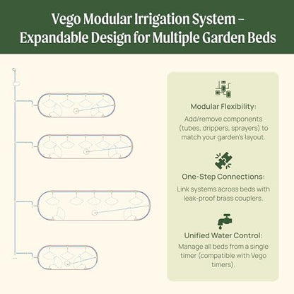 Vego Garden Irrigation Kit - Drip Irrigation System for Raised Garden Beds, Efficient Watering Solution for Vegetables, Flowers, and Plants, Easy DIY Installation (M) - size: M