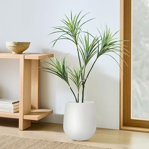 11.8"H Plastic Planters with Drainage Holes and Plug,Chalk Beige - color: Beige, size: 11.81"