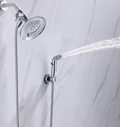 G-Promise 2 Mode Dog Shower Attachment with Extra Long Hose Adhesive Mount - color: Chrome, size: 100 Inch Hose