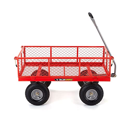 Gorilla Carts Steel Utility Garden Cart, 800 lb. Capacity, 4 Cu Ft, Red - color: Red