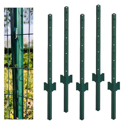 3 Feet Green, Pack of 5 Metal Fence Post, for 24 Inch High Garden Welded Wire Fence U-Channel Steel Garden Post Fence Stake - size: 3',5PCS