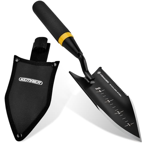 Kemaier Heavy Duty Gardening Hand Trowel - Stainless Steel Tool - style: Tooth Trowel - Sheath