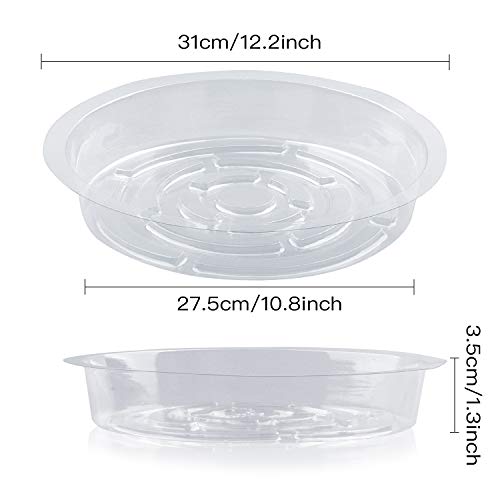 Rocutus Plant Saucer,20 Pack Plastic Plant Saucer Drip Trays Small Plant Plate Dish,Heavy Duty Clear Plastic Plant Saucers Flower Pot Tray Flower Pot Drip Pan for Indoor and Outdoor Plants (12 Inch) - size: 12 Inch