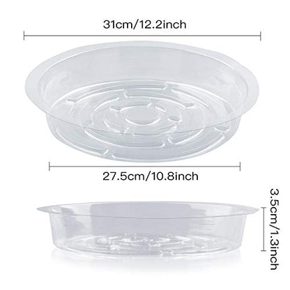 Rocutus Plant Saucer,20 Pack Plastic Plant Saucer Drip Trays Small Plant Plate Dish,Heavy Duty Clear Plastic Plant Saucers Flower Pot Tray Flower Pot Drip Pan for Indoor and Outdoor Plants (12 Inch) - size: 12 Inch