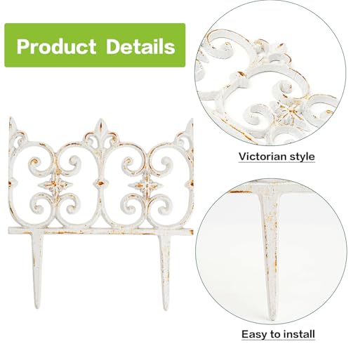 Sungmor Cast Iron Garden Edging, 10.6 Inches Tall 4 Pack Rustic White - color: Rustic White - 10.6inch Tall