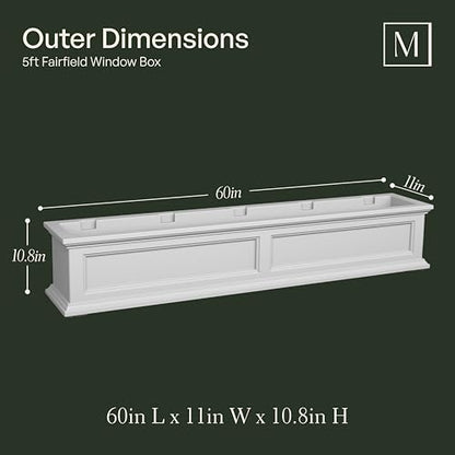 Mayne Fairfield 60in Self-Watering Rectangular Window Box Planter, White - color: White, size: 60in