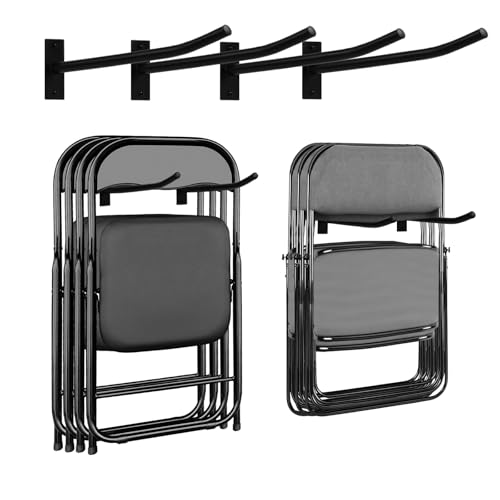 Garage Storage Mechanism Wall Mounted, Folding chair storage rack,Garden Tool Rack Manager Heavy-Duty Folding Chair, Suitablefor Car Tires, Ladders, Chairs, Strollers (Black (2-pack)) - color: Black (2-pack)