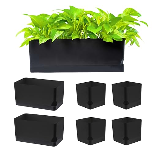 LaLaGreen Planters for Indoor Plants (7 Pack) Rectangular Flower Boxes - color: Black