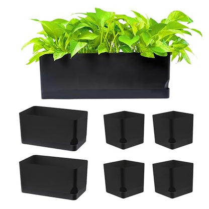 LaLaGreen Planters for Indoor Plants (7 Pack) Rectangular Flower Boxes - color: Black