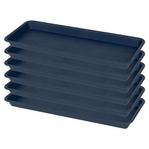 VUWEZ 6 Pack of Plastic Plant Trays, Rectangular Plant Saucers for Indoors Outdoor, Water Drip Trays for Flower Pot Planter, Windowsill (6 X 11 Inch, Blue) - color: Blue, size: 11'' x 6'' x 1.0'' (6 pack)