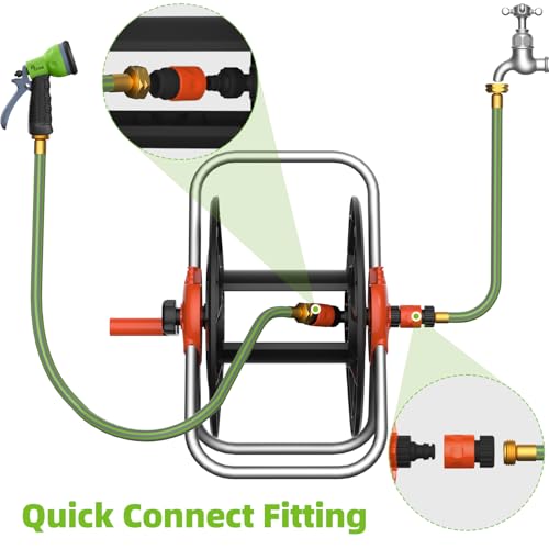 Water Hose Reel,Holds 60-80 Ft of 5/8" Hose - color: Orange