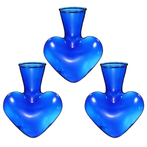 M METERXITY 3-Pack Propagation Vases, Heart-Shaped Glass Propagation Stations for Indoor Plants/Desktop Decor/Home Garden, Plants Terrariums Hydroponic Vases [Blue] - color: Blue