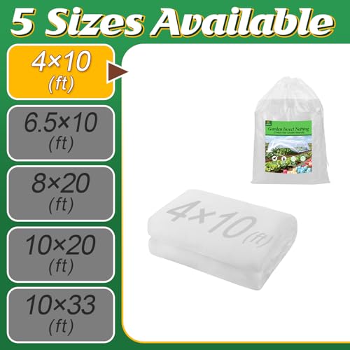 Alphatool 4x10ft Garden Netting, Ultra Fine Mesh Plant Covers - size: 4 x 10 ft