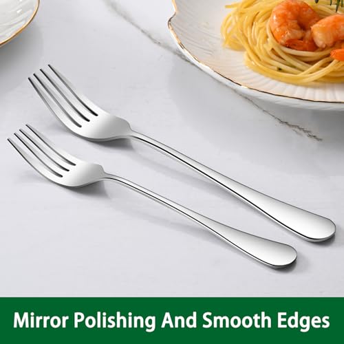 DEHOV 8 Inch Stainless Steel Silverware Dinner Forks Set of 8 - color: Silver