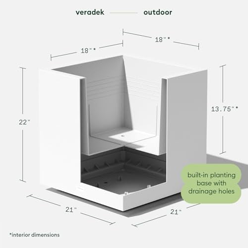 Veradek Block Series Cube Planter - Square Outdoor Planter - color: White, size: Medium