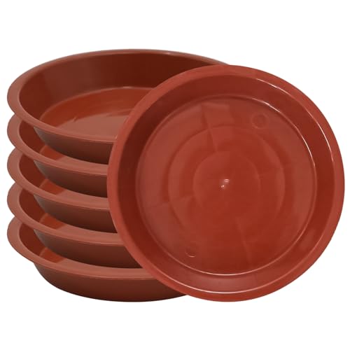 6 Pack 6 Inch Terracotta Plant Saucers Plastic Drip Trays for Pots - color: Terracotta, size: 6 Inch
