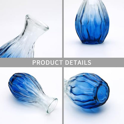 Glass Bud Vases 4 Pack, Small Deepblue Flower Vases for Wedding Centerpiece - color: Deepblue
