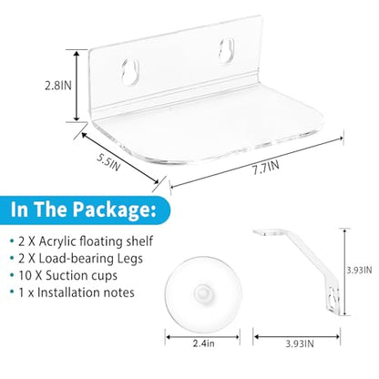 2-Pack Acrylic Window Plant Shelves with Suction Cups & Support Brackets - Rectangle Window Sill Extender for Herb Pots, Succulents, Flower Boxes, Micro Greens | Indoor/Outdoor Use - size: 5.5*7.7IN*2PC Rectangular