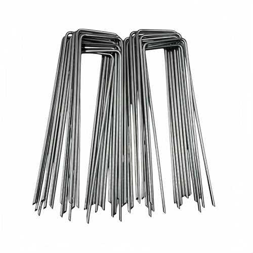 25 Pack Garden Stakes, U-Shaped Tent Stakes, Galvanized Landscape Staples, Ground Stakes, for Landscaping Securing Weed Barrier Fabric, Irrigation Tubing, Holding Fence, Tarpaulin - size: 25pcs