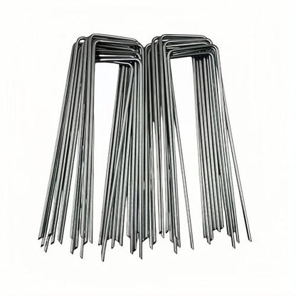 25 Pack Garden Stakes, U-Shaped Tent Stakes, Galvanized Landscape Staples, Ground Stakes, for Landscaping Securing Weed Barrier Fabric, Irrigation Tubing, Holding Fence, Tarpaulin - size: 25pcs