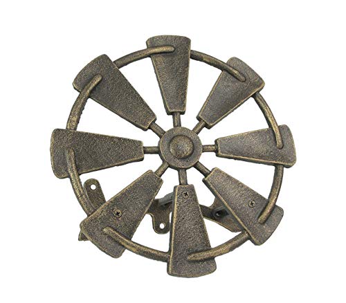 Zeckos Garden Hose Holder Farmhouse Windmill 12 Inch Cast Iron Bronze - color: Windmill - Bronze
