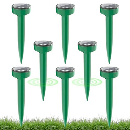 8 PCS Solar Mole Repellent Solar Powered Sonic Gopher Mole Repellent Stake