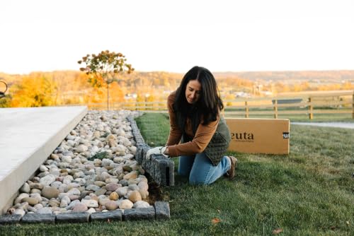 Beuta Landscape Edging | Garden Edging Border | Polyrock Blocks for Lawn Edging, Flower Beds & Yard Edging – 40 Pack | Each Section Has 6 Blocks 48" L x 4" W x 6.5" H | 80 Spikes | Charcoal - color: Charcoal, size: 40-Pack (160 FT)