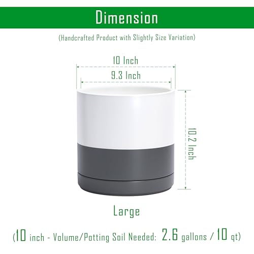 D'vine Dev 10 Inch Ceramic Planter Pot, White/Grey, 94-O-E-6 - color: White/Speckled Grey, size: Large