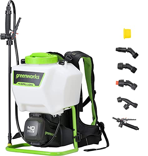 Greenworks 40V Cordless Backpack Sprayer (4 Gallon / 5 Tips / 25 FT Spray) For Weeding, Spraying, and Cleaning, Tool Only - size: Tool Only