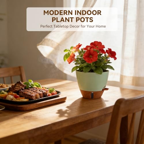7/6.5/6/5.5/5 Inch Self Watering Pots, Plastic Flower Pots with Multi Mesh Drainage Holes and Deep Reservoir for Indoor Outdoor Garden Plants and Flowers (White, 5/5.5/6/6.5/7) - color: White, size: 5/5.5/6/6.5/7