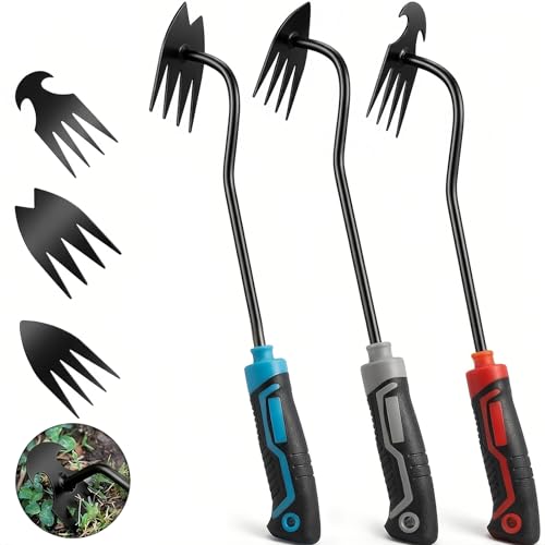3Pcs Weed Puller Tool Garden Weed Pulling Tool,Portable Garden Weeder Tool,Gardening Weeding Tools for Garden Hand Tools for Vegetable Gardening Backyard Farm Planting & Uprooting Weeding Tool - color: GBR111