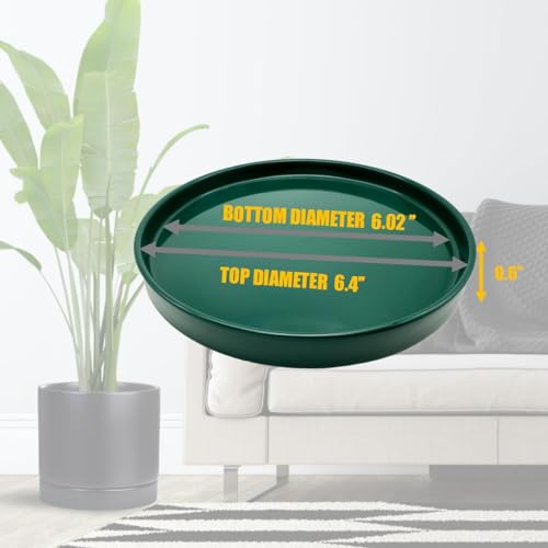 Yukfona Ceramic Plant Saucer Tray 2 Pcs 6.4 Inch Green, 6.4" OD x6.02 ID x0.9 Deep| Fits Flower pots Bottom≤ 6.02", Heavy Duty Glazed Round Planter Drip with Catch Basin for Indoor Outdoor Plants - color: Green, size: 6.4in 2pack