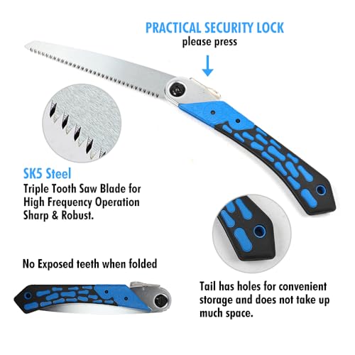 8.3"SK5 Folding Pruning Saw,Anti-Slip Saw for Camping Hiking Garden - size: 8Inch-Blue