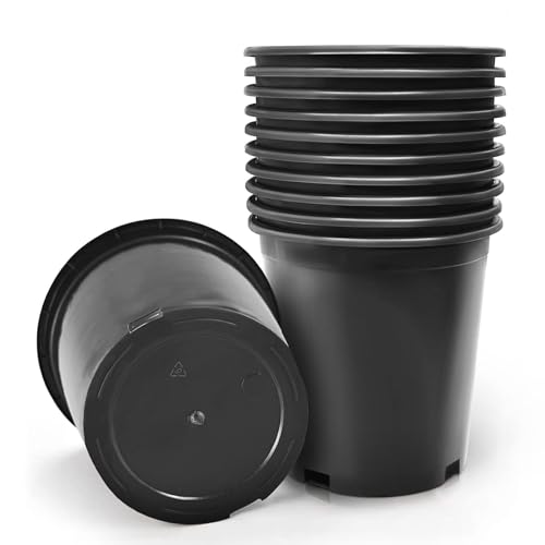 HOSTIC 1 Gallon Flexible Nursery Pots Gallon Pot with Drainage Holes Plastic Plant Container Suitable for Indoor Outdoor Vegetables Flowers Plants 10 PCS - size: Standard 1 Gallon