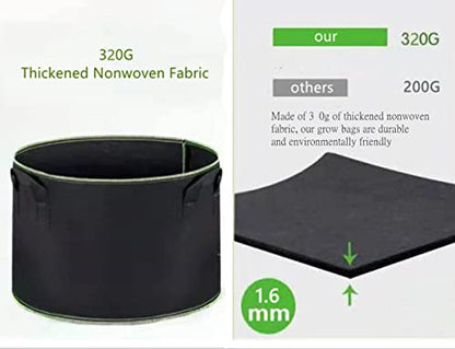 Niurui 5-Pack 30 Gallon Grow Bags Heavy Duty 320G Thickened Nonwoven Fabric Pots Plant Grow Bags with Handles,for Low Stress Plant Training Fruits, Vegetables, and Flowers(Black) - size: 30 Gallon