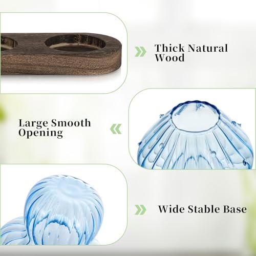 Glasseam Mushroom Glass Plant Propagation Station with Wooden Stand 5Pcs - color: Multicolor, size: 5Pcs