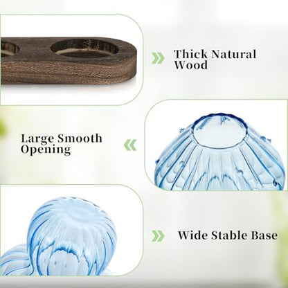 Glasseam Mushroom Glass Plant Propagation Station with Wooden Stand 5Pcs - color: Multicolor, size: 5Pcs