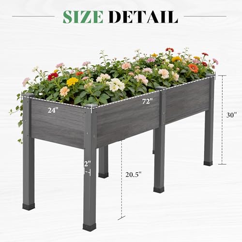 AMERLIFE Raised Garden Bed, 72x24x30 Inches Elevated Wood Planter Box - color: Gray, size: 6x2 FT-Regular